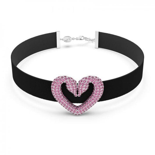 Una Choker Heart Pink Rhodium Plated