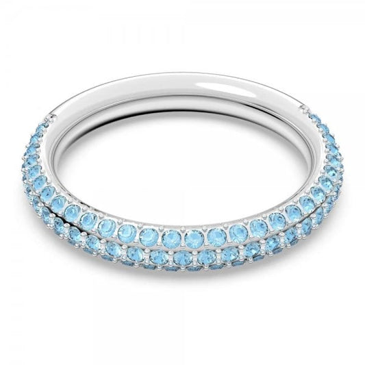 Stone ring, Blue, Rhodium plated, S50