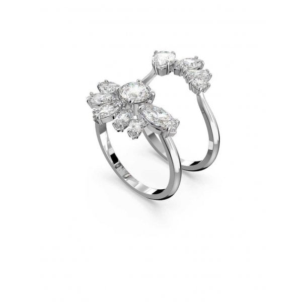 Gema cocktail ring Mixed cuts, Flower, White, S52