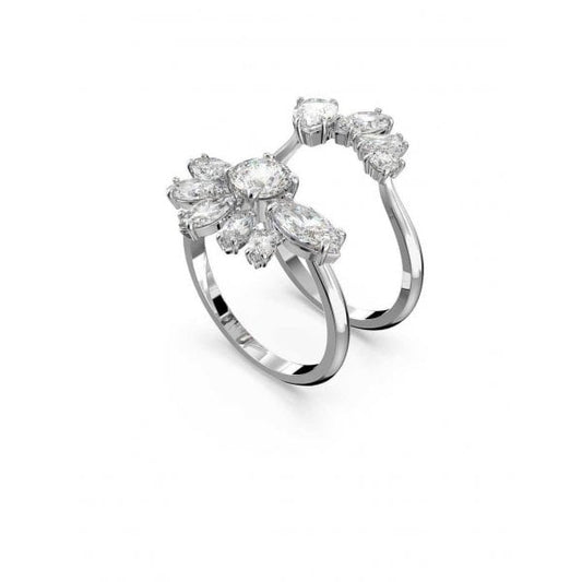 Gema cocktail ring Mixed cuts, Flower, White, S52