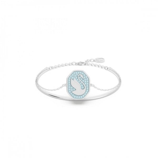 Signum bangle Swan, Blue, Rhodium plated
