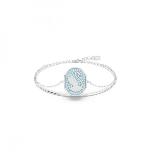 Signum bangle Swan, Blue, Rhodium plated