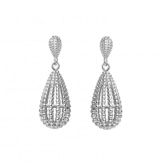 Bella White Rhodium Plated Drop Earrings