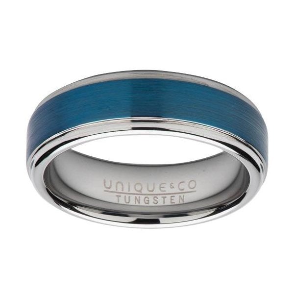 Gents Tungsten Ring Blue IP Plating SIZE 62