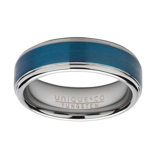 Gents Tungsten Ring Blue IP Plating SIZE 62