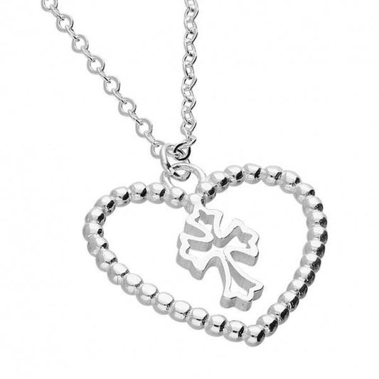 Open beaded heart with a central fancy Necklace