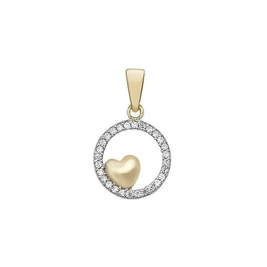 9CT YELLOW GOLD CZ HEART PENDANT