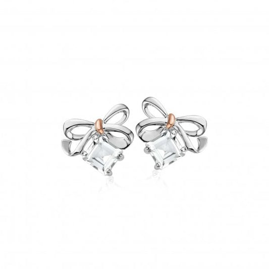 Christmas Bow Silver Stud Earrings