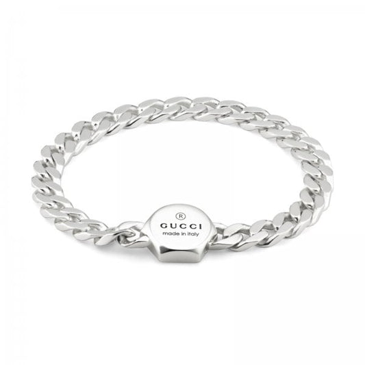 Gucci Trademark Bracelet Hexagon Silver Size 18