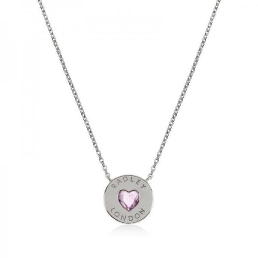 Stone Heart Disc Necklace
