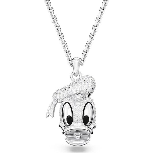 Disney Donald Duck pendant, White, Rhodium plated