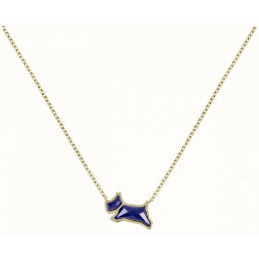 Gold and Blue Stone Dog Necklace