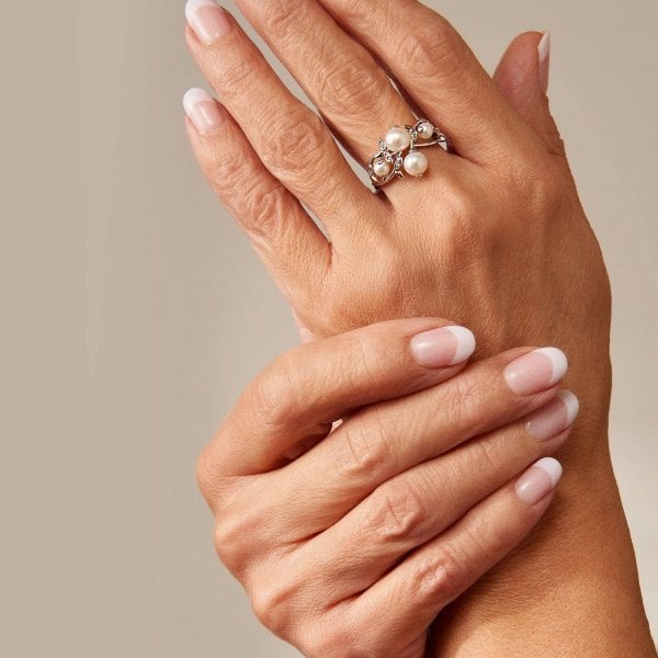 Lily of the Valley Silver and Pearl Ring - Size K
