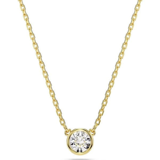 Imber pendant, Round cut, White, Gold-tone plated