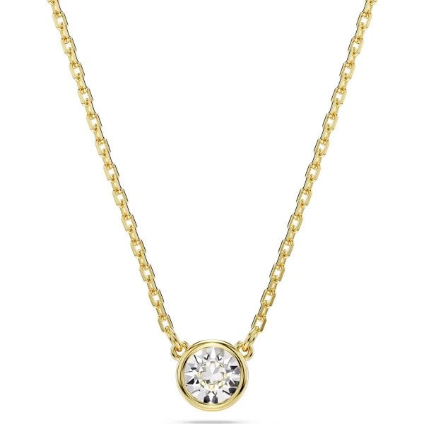 Imber pendant, Round cut, White, Gold-tone plated