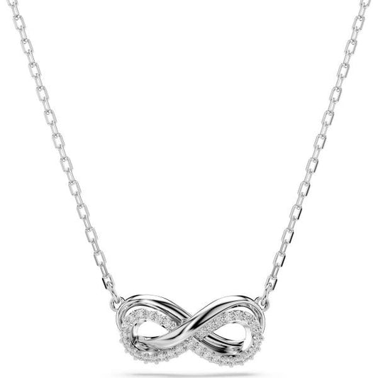 Hyperbola pendant, Pavé, Infinity, White, Rhodium