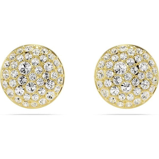 Meteora stud earrings, White, Gold-tone plated