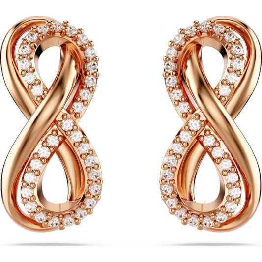 Hyperbola stud earrings, Infinity, White, Rose