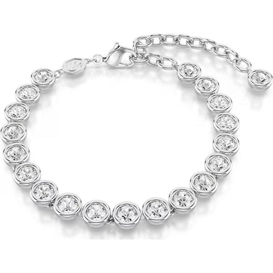 Imber Tennis bracelet, Round, White, Rhodium, M