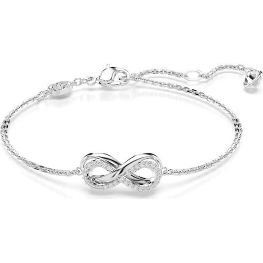 Hyperbola bracelet, Infinity, White, Rhodium, M
