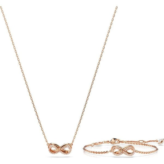 Hyperbola set, Infinity, White, Rose gold-tone