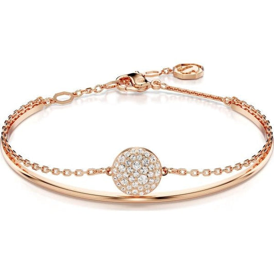 Meteora bangle, White, Rose gold-tone plated