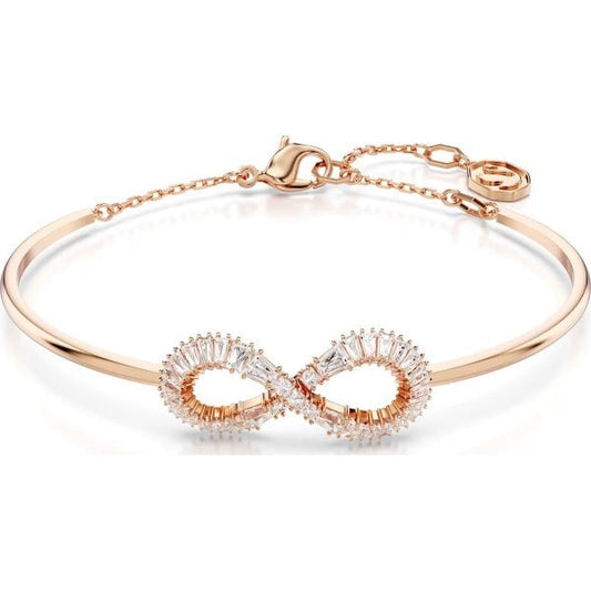 Hyperbola bangle, Infinity, White, Rose, Medium
