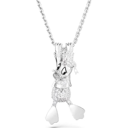 Disney Donald Duck pendant, White, Rhodium plated