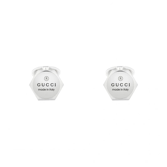 Gucci Trademark Silver Hexagonal Cufflinks