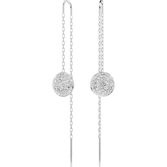 Meteora drop earrings, White, Rhodium plated