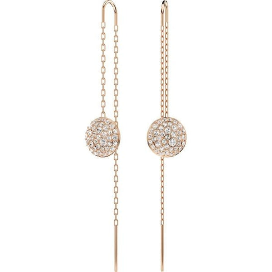 Meteora drop earrings, White, Rose gold-tone plate