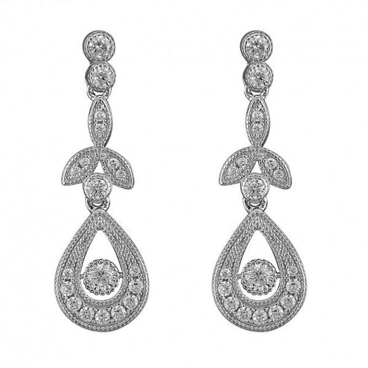 Sterling Silver Art Deco Style Earrings with CZ