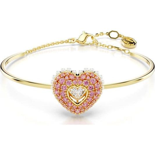 Hyperbola bangle, Heart, Pink, Gold