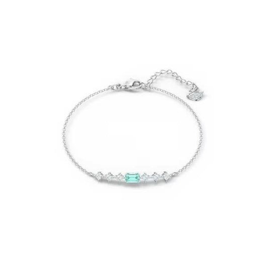 Attract bracelet, Mixed cuts, Blue, Rhodium
