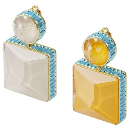 Orbita clip earrings, Asymmetrical design, Square