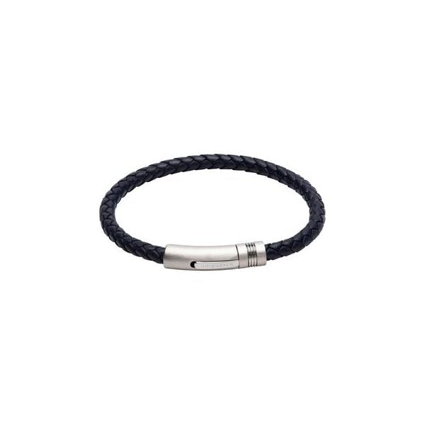 Gents Navy Leather Bracelet 21cm