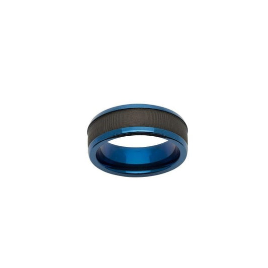 Gents Steel Ring with Blue IP Plating Size 66