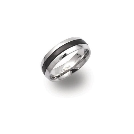 Gents Steel Ring w/ Black IP - Size 66