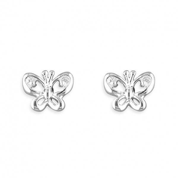 Silver Butterfly Earrings w/ CZ