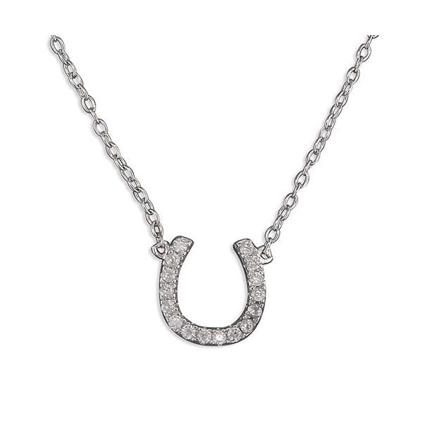 SIL.NECKLACE: 41-46CM CZ HORSESHOE ON CHAIN