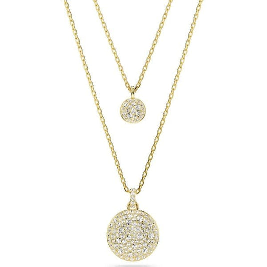 Meteora layered pendant, White, Gold-tone