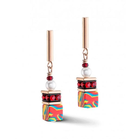 Geocube Fusion Festive Earrings Red