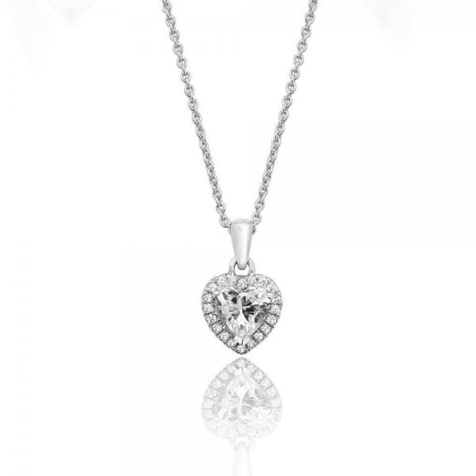 Heart Halo Style Cubic Zirconia Chain Pendant