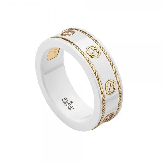 Icon 18ct Yellow Gold Interlocking G Ring Size 13