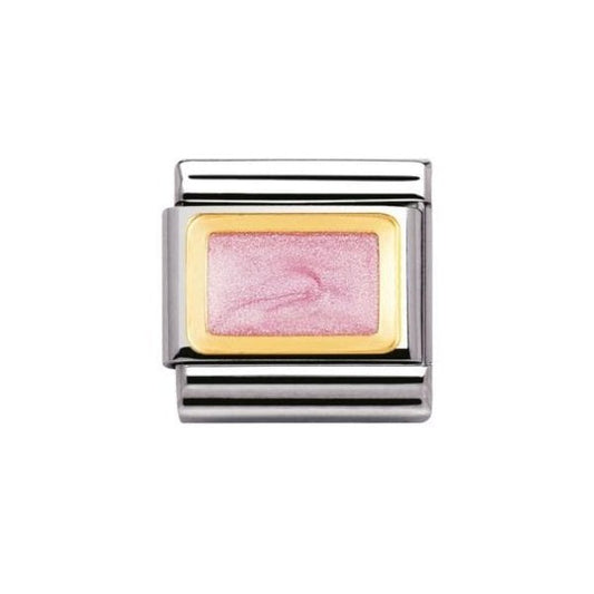 Gold and Pink Glitter Rectangle Charm