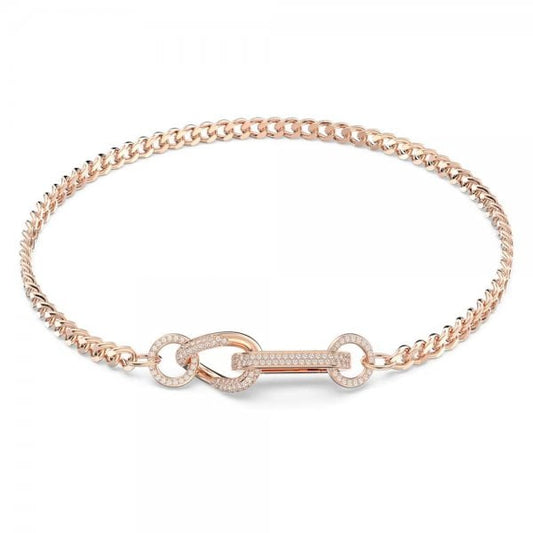 Dextera necklace, Pavé, Mixed links, White, Rose