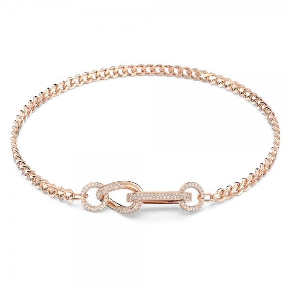 Dextera necklace, Pavé, Mixed links, White, Rose