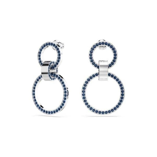 Hollow Blue Rhodium Plated Hoop Earrings