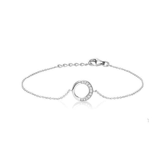 SILVER OPEN CIRCLE HALF CZ BRACELET