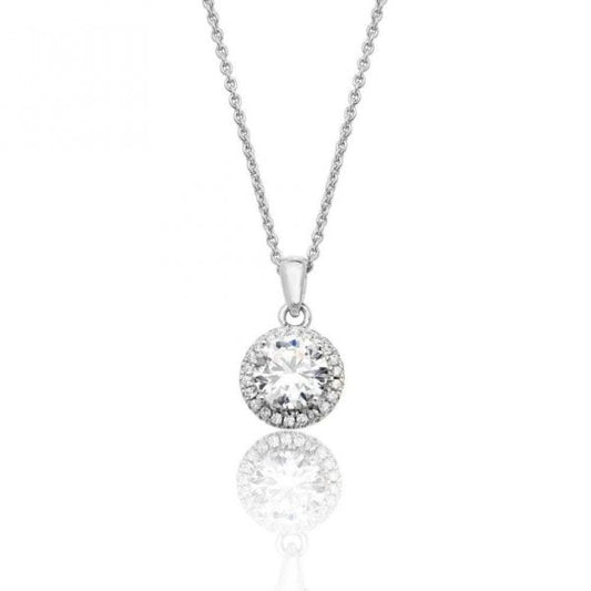 Halo Style Cubic Zirconia Chain Pendant